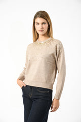 maglia paillettes girocollo