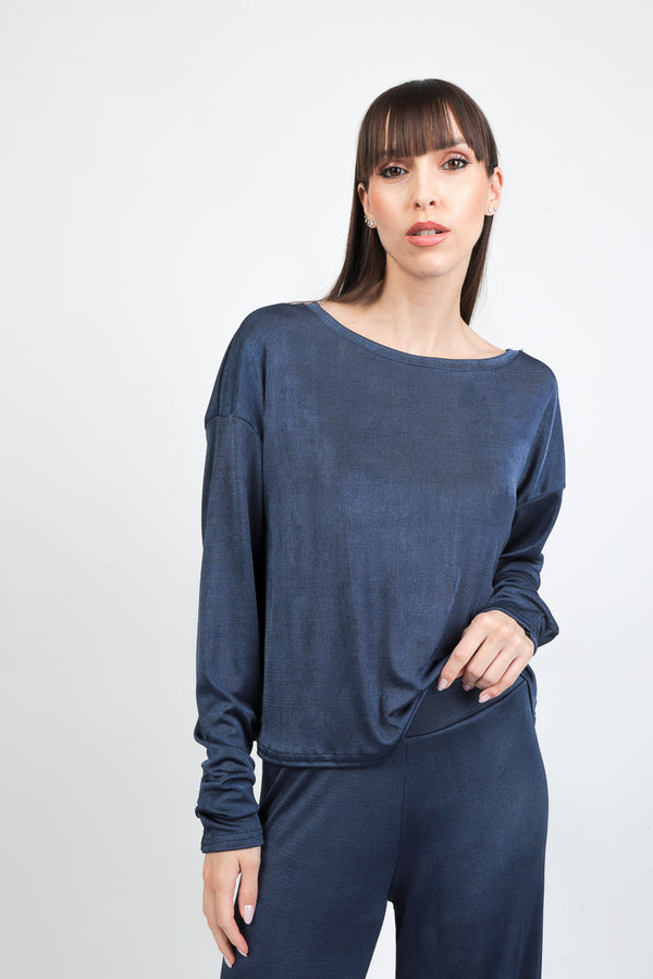 blusa tessuto fluido lucido