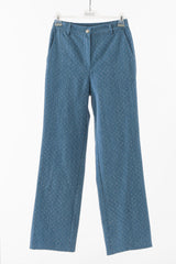 pantalone palazzo in denim e strass